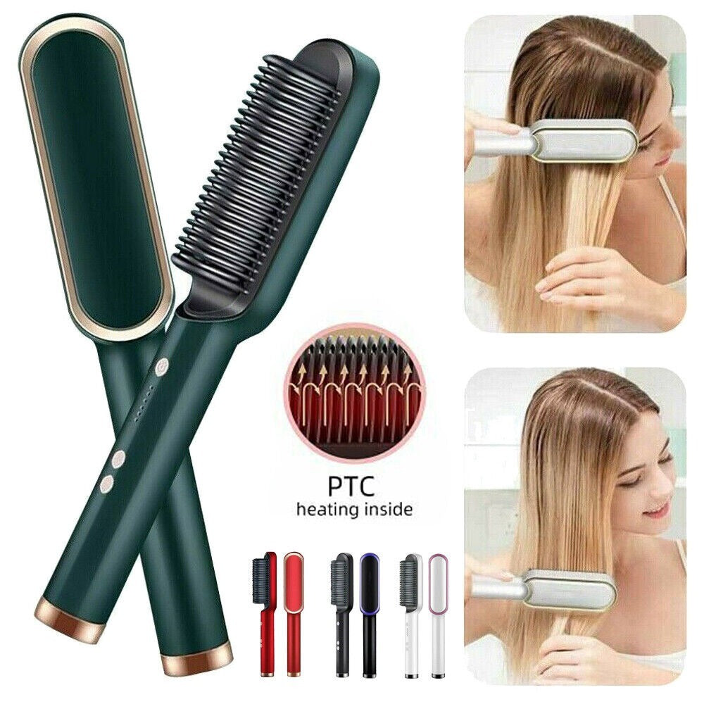 2-in-1 Hair Straightening Brush