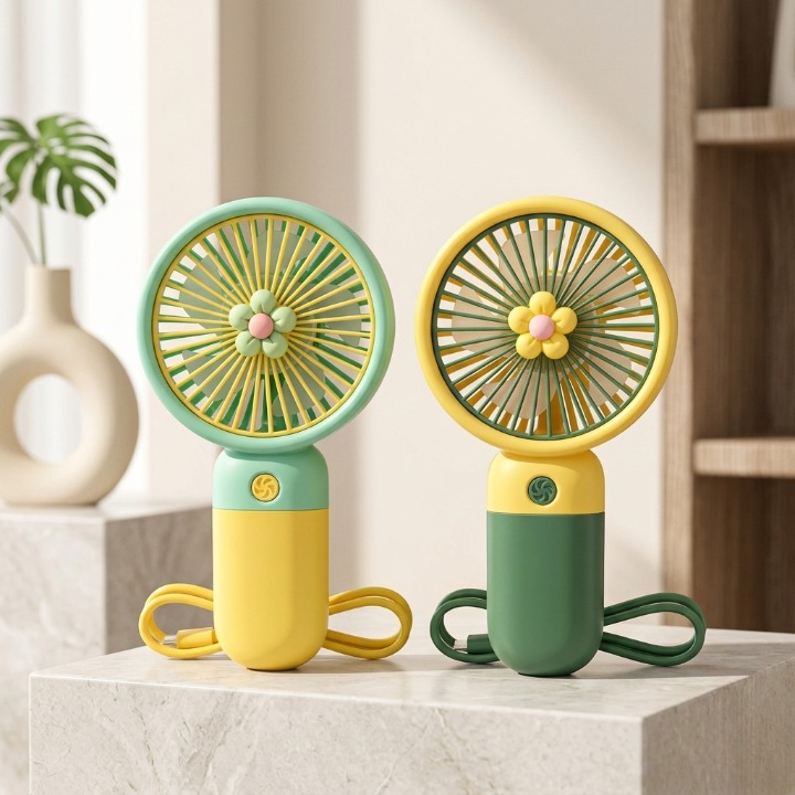 3 Speed Rechargeable Mini Hand Fan with Stand