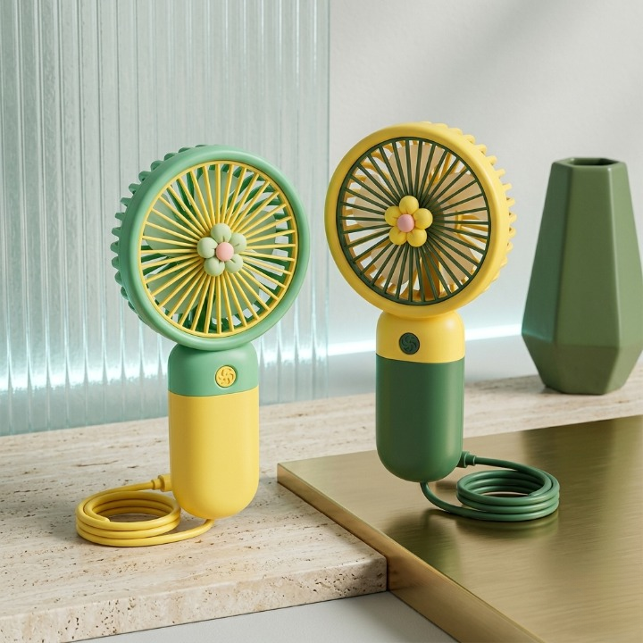 3 Speed Rechargeable Mini Hand Fan with Stand