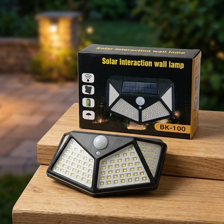 100 LED Solar Motion Sensor Wall Light – Waterproof Outdoor Lamp