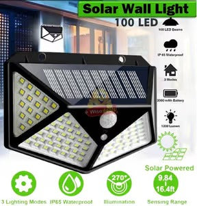 100 LED Solar Motion Sensor Wall Light – Waterproof Outdoor Lamp